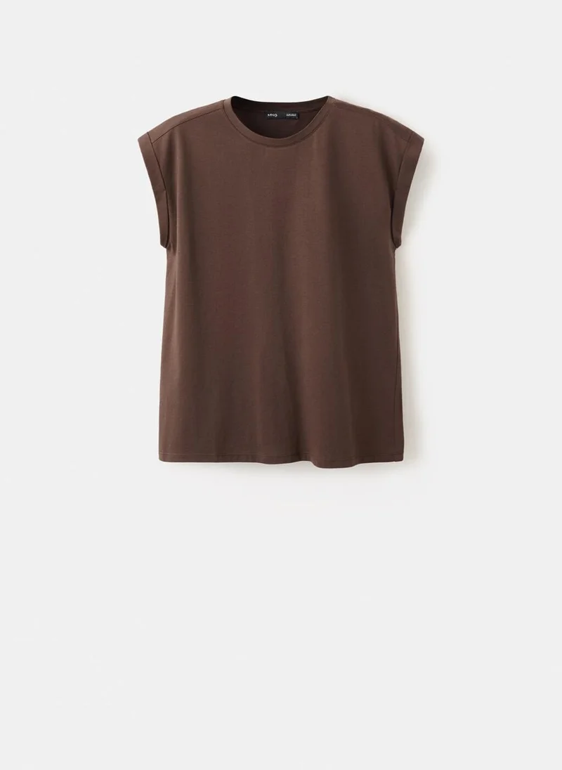 Mango 30-MARRON Short-Sleeved Cotton T-Shirt for Women | Best Price UAE