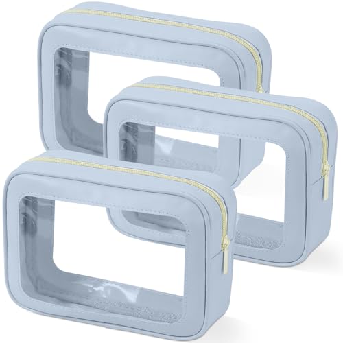 YOPCDJ 3PCS Clear Toiletry Bag,TSA Approved Travel Pouch with Zipper for Cosmetics and Toiletries，Diaper Bag Organizer Pouch Set, Purse Organizer and Clear Car Bag for Women and Kids - Image 1