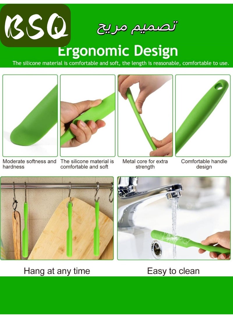 بي إس كيو (مجموعة خضراء من 4 قطع) ملعقة سيليكون | أدوات خبز الكيك | ملعقة سيليكون صغيرة | ملعقة طويلة مقاومة للحرارة | مناسبة للمطبخ، الخبز، تزيين الكيك، أعمال الراتنج (مجموعة من 4 قطع) - Image 1