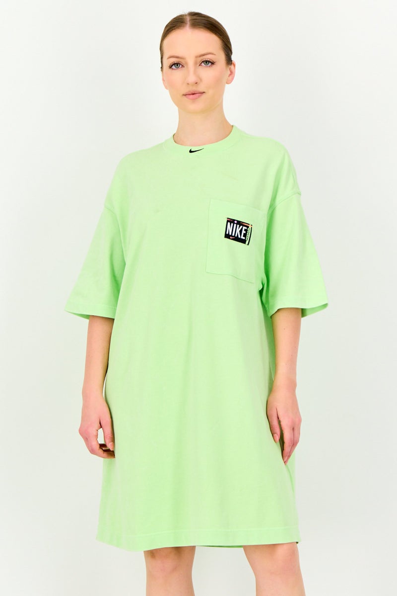 Nike Women Oversized Fit Short Sleeve Outdoor Dress, Lime Green - Image 1