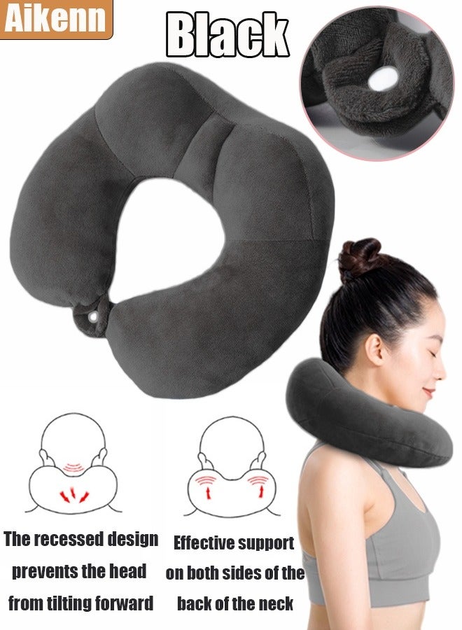 Aikenn Travel Pillow,Neck Pillow For Traveling,100% Memory Foam Neck Pillow, Comfortable & Breathable Cover, Machine Washable, For Sleeping Airplane, Car, Office And Home(Black) - Image 1