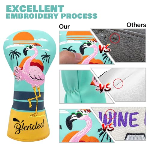 BAIRBRE Golf Club Covers Flamingos Driver Cover Fariway Wood Headcover Hybrid Head Cover Leather Golf Headcover Fit All Brand(for 3PCS/Set) - Image 3
