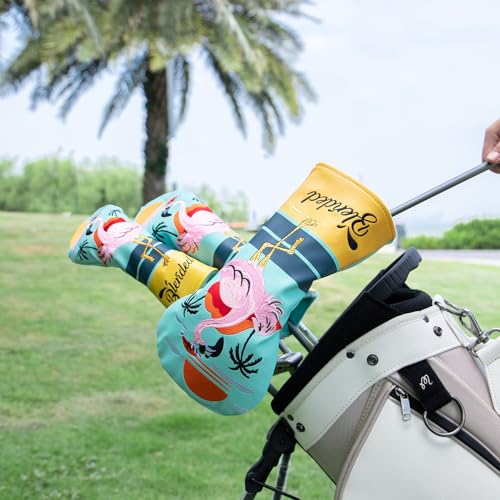 BAIRBRE Golf Club Covers Flamingos Driver Cover Fariway Wood Headcover Hybrid Head Cover Leather Golf Headcover Fit All Brand(for 3PCS/Set) - Image 4