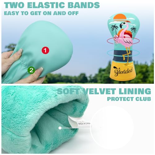BAIRBRE Golf Club Covers Flamingos Driver Cover Fariway Wood Headcover Hybrid Head Cover Leather Golf Headcover Fit All Brand(for 3PCS/Set) - Image 5