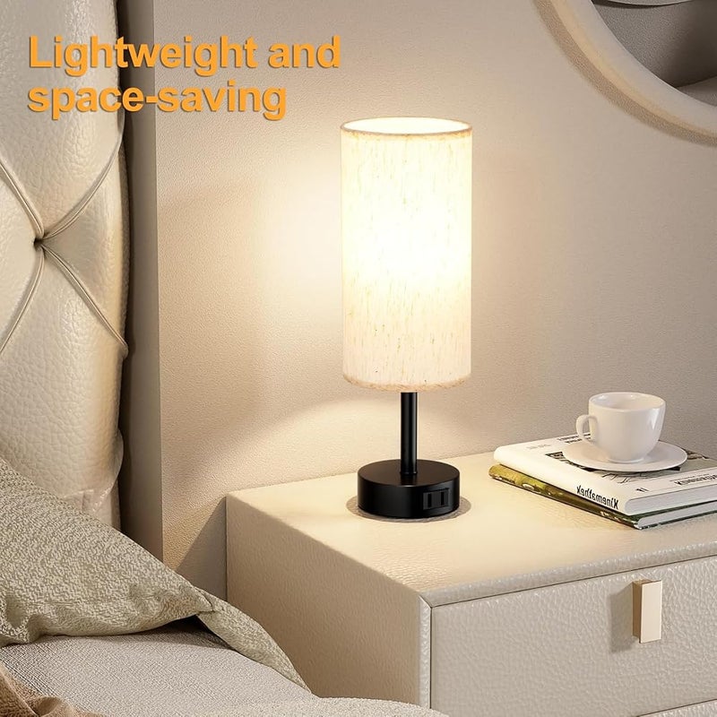 AMINAC Touch Lamp Table Lamp with USB Charging Port - 3-Level Dimmable Bedside Lamp for Bedroom, LED Desk Lamp for Home Office, Black Base White Shade (Includes LED Bulb) - Image 5