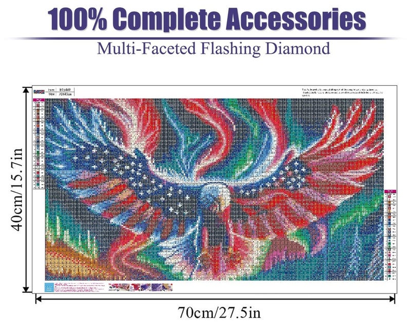 BOHADIY 5D Eagle Diamond Painting for Adults - Large Size Amercia Eagle Diamond Painting Kits, DIY Full Drill Diamond Art Kits for Adults, Gem Painting Kit Animal for Home Wall Decor 27.5 X 15.7 Inch - Image 3