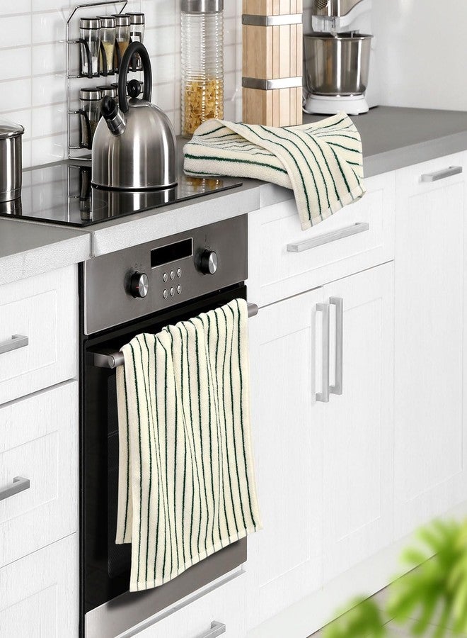 Jacquotha Green Striped Hand Towels for Kitchen, Vintage Bathroom Decor, Natural Cotton Tea Towel, 14” x 29” - Image 2