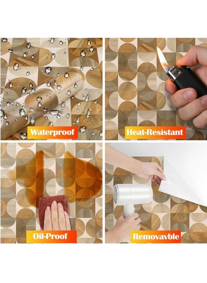 ReWallpaper Geometric Peel and Stick Wallpaper Art Decor Mid Century Modern Neutral Brown Circle Removable Wallpaper for Kitchen Backsplash Bathroom Living Room Cabinets Shelves Home Decor 17.5inx10ft - Image 4