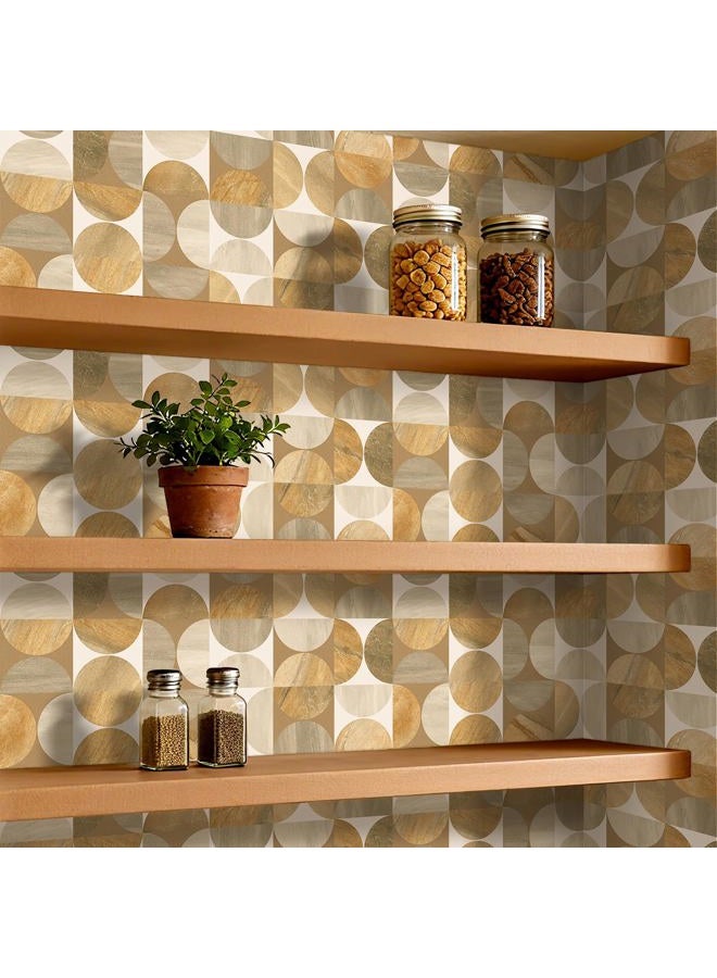 ReWallpaper Geometric Peel and Stick Wallpaper Art Decor Mid Century Modern Neutral Brown Circle Removable Wallpaper for Kitchen Backsplash Bathroom Living Room Cabinets Shelves Home Decor 17.5inx10ft - Image 2