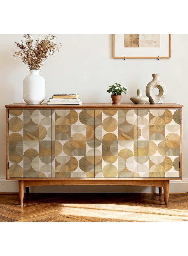 ReWallpaper Geometric Peel and Stick Wallpaper Art Decor Mid Century Modern Neutral Brown Circle Removable Wallpaper for Kitchen Backsplash Bathroom Living Room Cabinets Shelves Home Decor 17.5inx10ft - Image 5