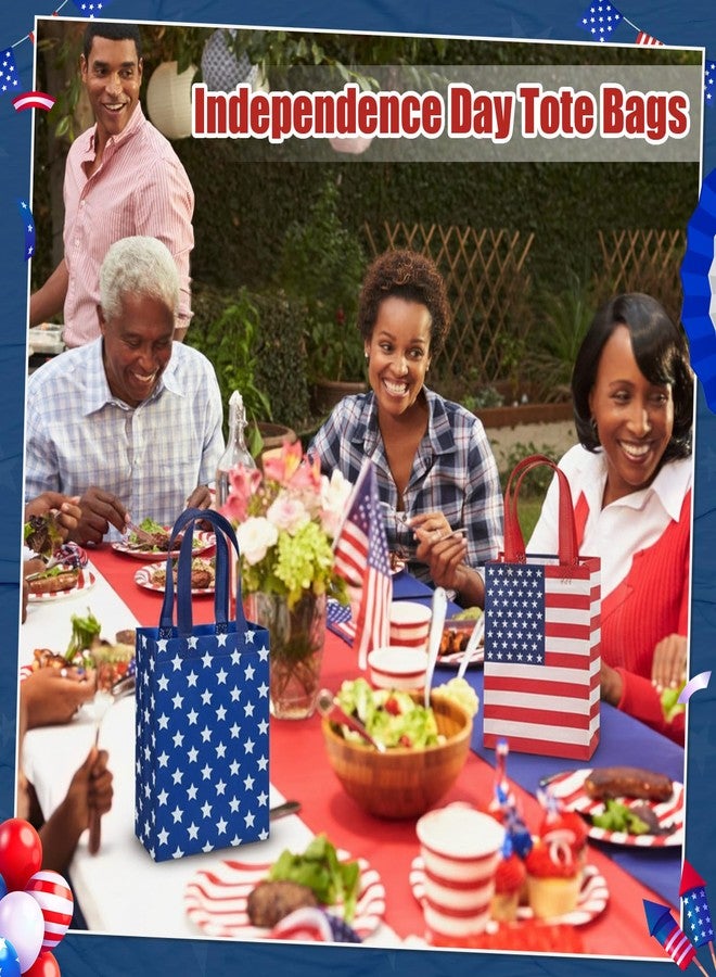 Wesnoy 48 Pcs 4th of July Gift Bags with Handles Patriotic Independence Day Reusable Non Woven Goodies Bags American Flag Pattern Candy Tote Party Favors Supplies for Celebration Party - Image 5