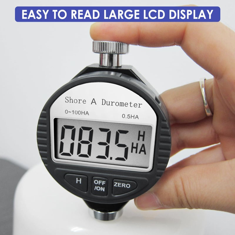 Gain Express Durometer Tester Shore A Hardness Tester, Rubber Tire Durometer Gauge 0~100HA Digital Hardness Meter with Large LCD Display - Image 2