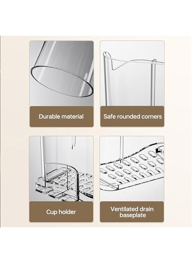 MIXDE Toothpaste Rolling Toothbrush Holders with Cups for Bathroom, Wall Mounted Bathroom Shelf No Drill Tooth Brush Toothpaste Razor Organiser for Shower (2 Cups)  - Image 4