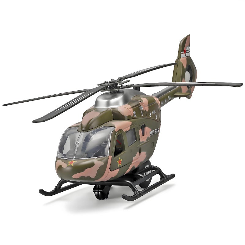 NOVAFUSION Kids Helicopter Toy Diecast Military Helicopter Model KitPull Back Toy Helicopters with Lights and SoundToy Airplane with Rotatable PropellerHelicopters Toys for Boys Age 47ArmyGreen - Image 3