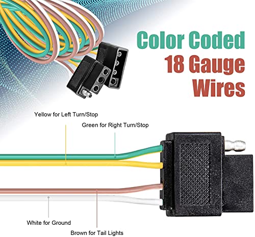 AUTOMAJOR 4 Pin Trailer Light Wire Harness Extension 10ft 18AWG Cooper Core Wire with Male and Female PVC Plug Replacement for All Types Trailer Boat RV Track Snowmobile Watercraft - Image 3