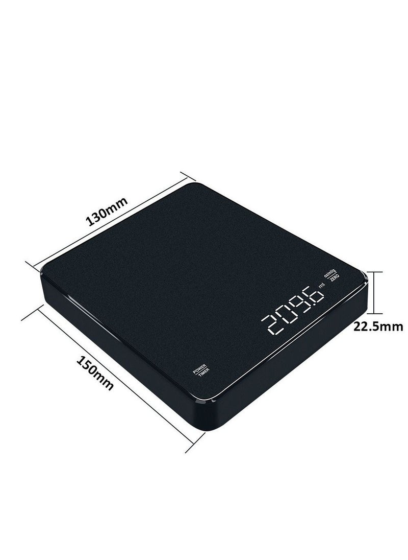 Inder - Digital Coffee Scale with Timer LED Touch Screen 3kg/0.1g High Precision Rechargeable Black - Image 1
