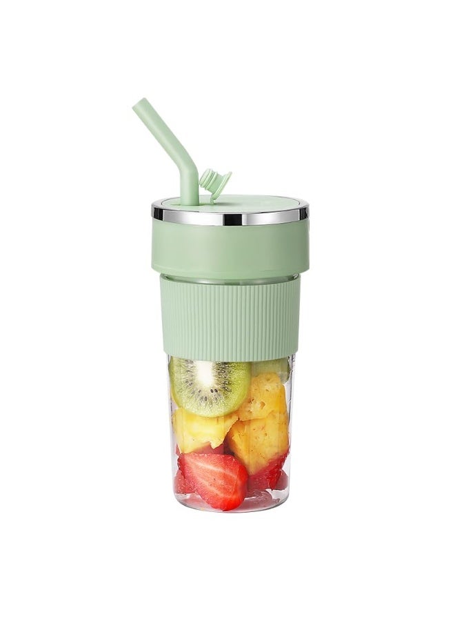 AraHome Portable Juicer Cup with 6 Blades, 304 Stainless Steel Ice Crushing Blender, 350ML Travel Smoothie Maker, One-Touch Operation & Auto Shut-Off (Green) - Image 1
