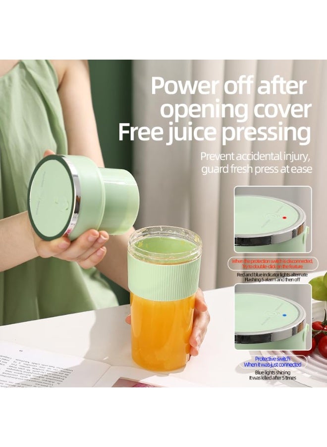 AraHome Portable Juicer Cup with 6 Blades, 304 Stainless Steel Ice Crushing Blender, 350ML Travel Smoothie Maker, One-Touch Operation & Auto Shut-Off (Green) - Image 5