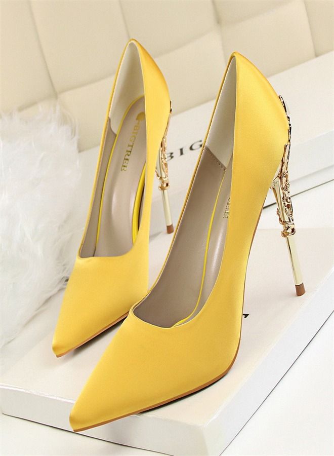 BIGTREE Fashion Pointed High Heels 10CM Yellow