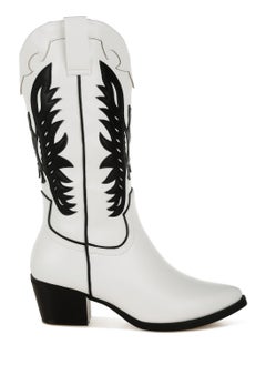 London Rag Winged Patchwork Cowboy Boots in White  - Image 1