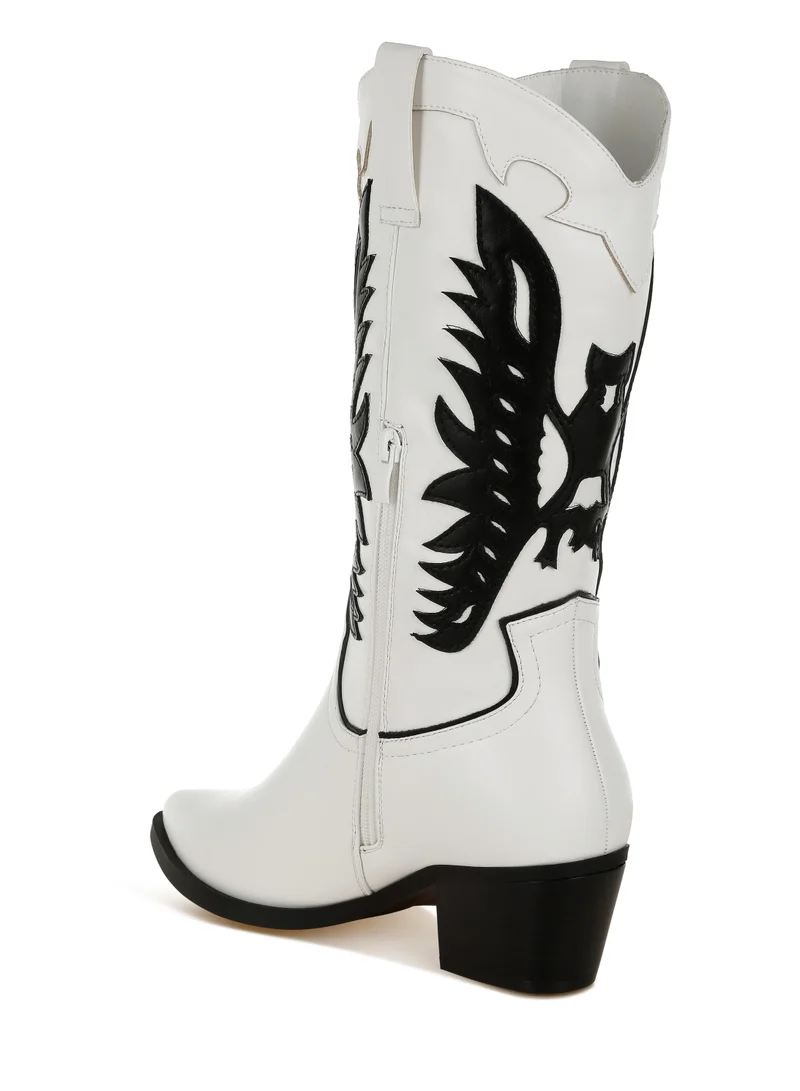 London Rag Winged Patchwork Cowboy Boots in White