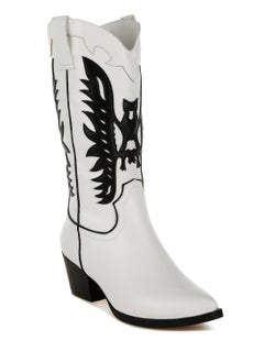 London Rag Winged Patchwork Cowboy Boots in White  - Image 2