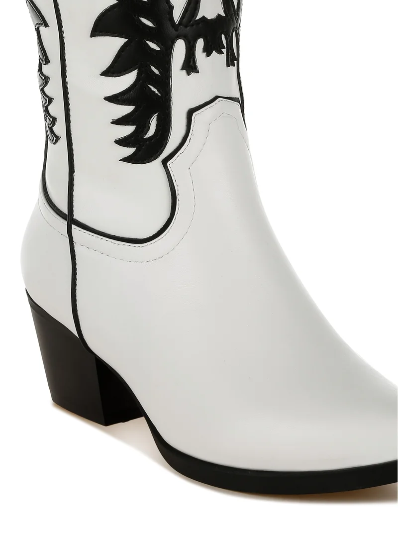 London Rag Winged Patchwork Cowboy Boots in White