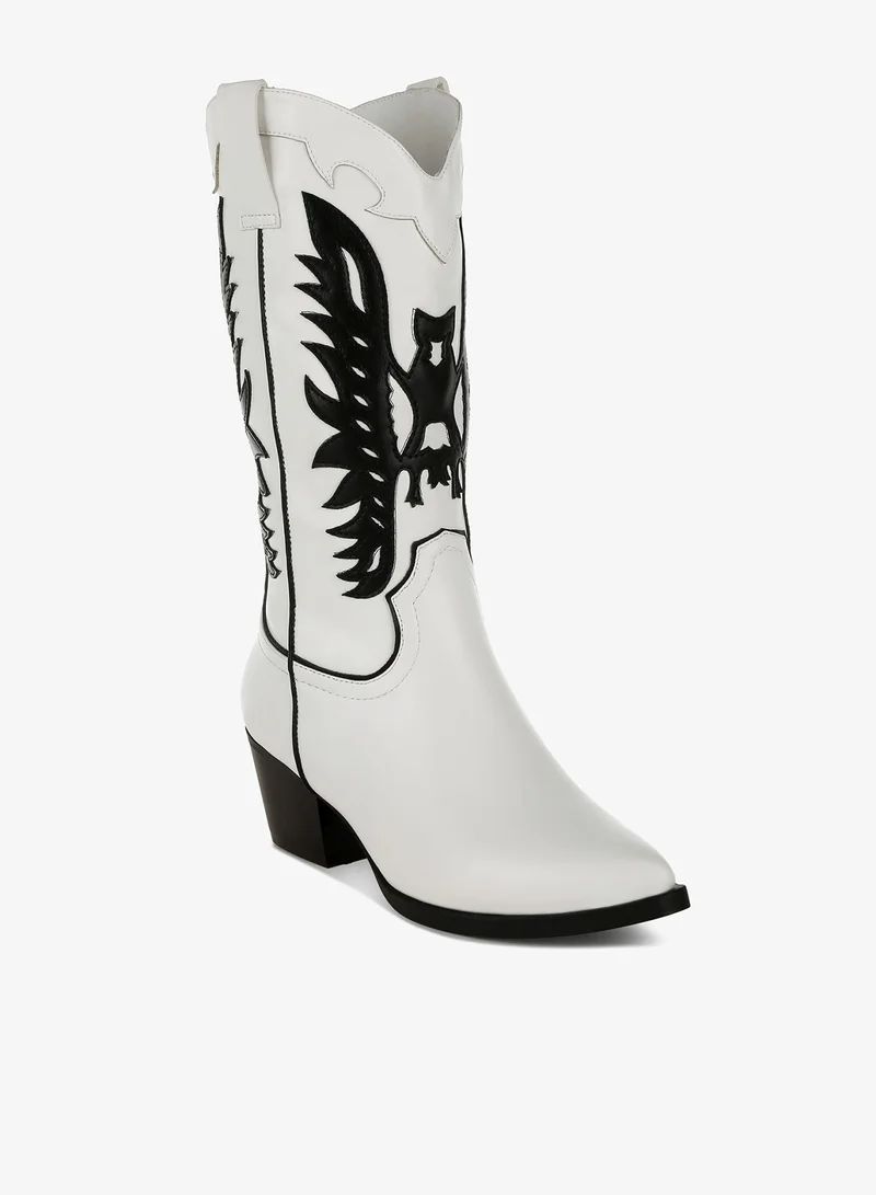 London Rag Winged Patchwork Cowboy Boots in White
