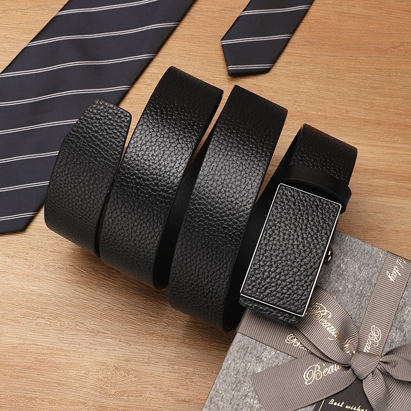 First layer cowhide belt men's leather toothless automatic buckle men's belt genuine leather personality trendy middle-aged youth pants belt - Image 5