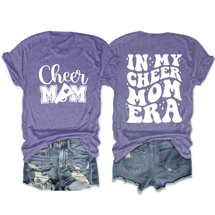 Round Neck Double-Sided Printed T-Shirt In My Cheer Mom Era Casual Plus Size Comfortable New Short Sleeve - Image 1