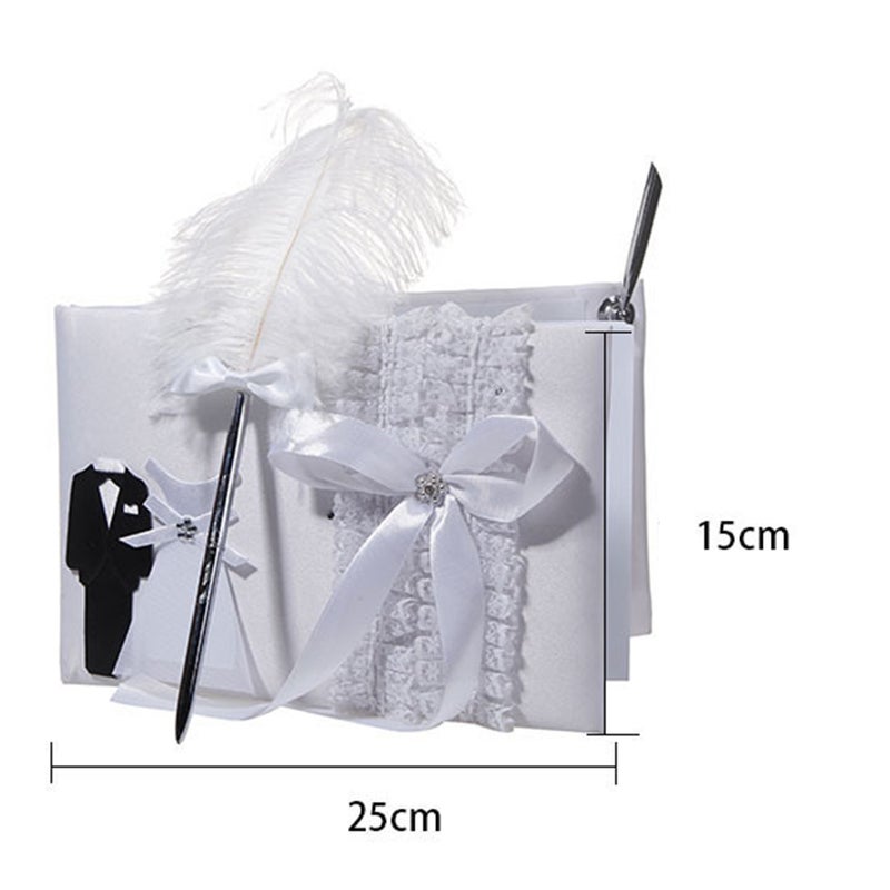 Romantic Attendance Book Western Style Guest Sign Book Wedding Party Ornament (White) - Image 2