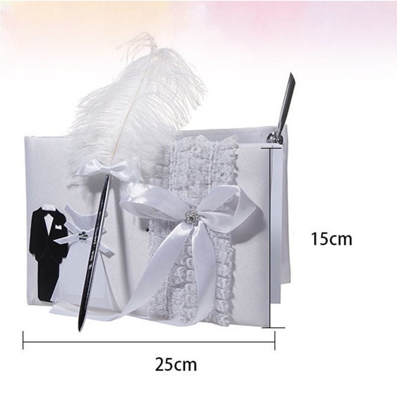 Romantic Attendance Book Western Style Guest Sign Book Wedding Party Ornament (White) - Image 3