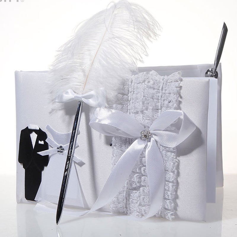 Romantic Attendance Book Western Style Guest Sign Book Wedding Party Ornament (White) - Image 4