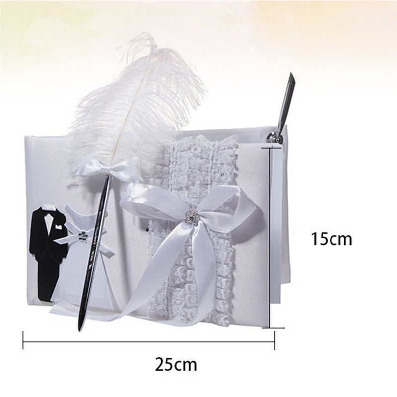 Romantic Attendance Book Western Style Guest Sign Book Wedding Party Ornament (White) - Image 5