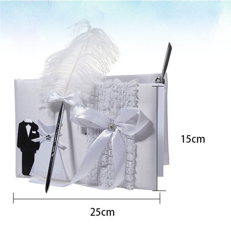 Romantic Attendance Book Western Style Guest Sign Book Wedding Party Ornament (White) - Image 1