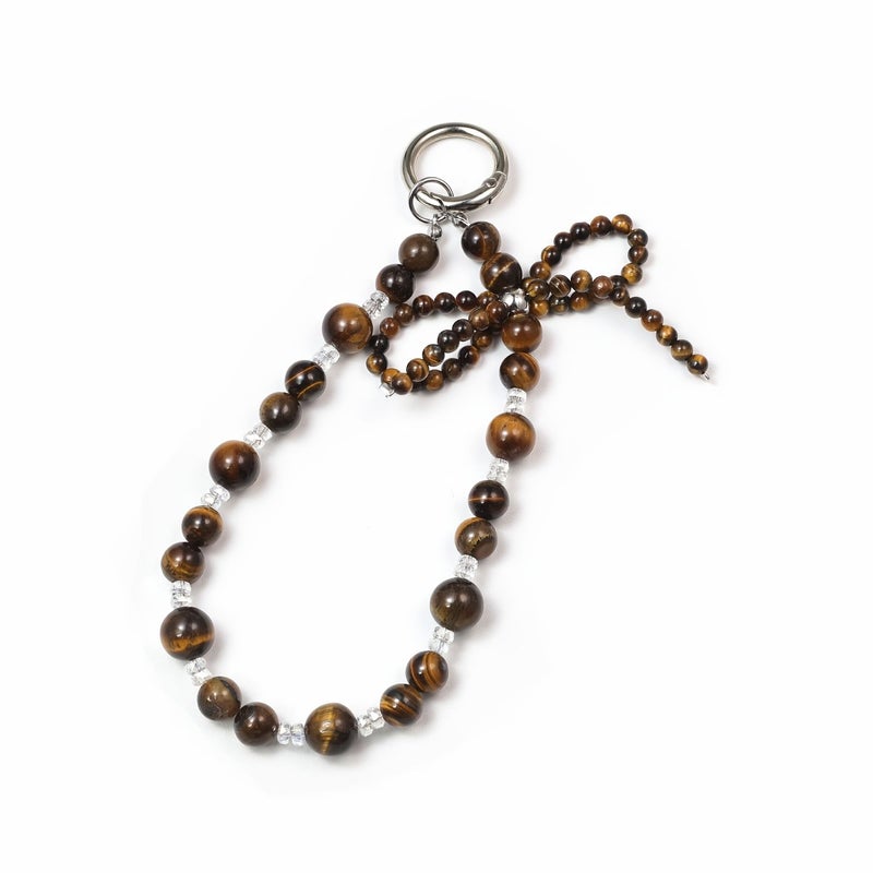 Crystal Butterfly Tiger Eye Bead Bag Charm With Ceramic Flower DIY Wallet Accessory - Image 3