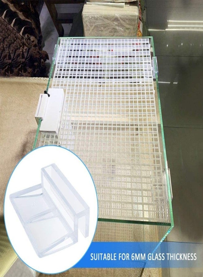 VAYINATO® White Plastic Divider Panel Separator Grid Isolation Board and Aquarium Fish Tank Glass Clossing Top Lid Cover Support Clip Clamp (4 Egg Crate / 8 Acrylic Clear Clips Holder, 6mm) - Image 2