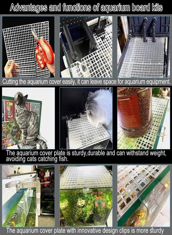 VAYINATO® White Plastic Divider Panel Separator Grid Isolation Board and Aquarium Fish Tank Glass Clossing Top Lid Cover Support Clip Clamp (4 Egg Crate / 8 Acrylic Clear Clips Holder, 6mm) - Image 5