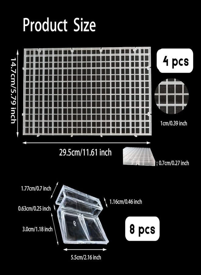 VAYINATO® White Plastic Divider Panel Separator Grid Isolation Board and Aquarium Fish Tank Glass Clossing Top Lid Cover Support Clip Clamp (4 Egg Crate / 8 Acrylic Clear Clips Holder, 6mm) - Image 4