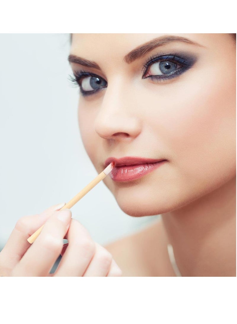 Tecbeauty 100pcs Disposable Bamboo Handle Lip Brushes Lipstick Lip Gloss Wands Applicator Makeup Tool  - Image 2