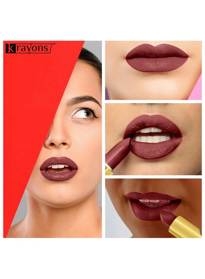 Krayons Cute Pop Matte Lipstick, Waterproof, Longlasting, Chocolate Mocha, Cherry Maroon, 3.5gm Each (Pack of 2) - Image 3