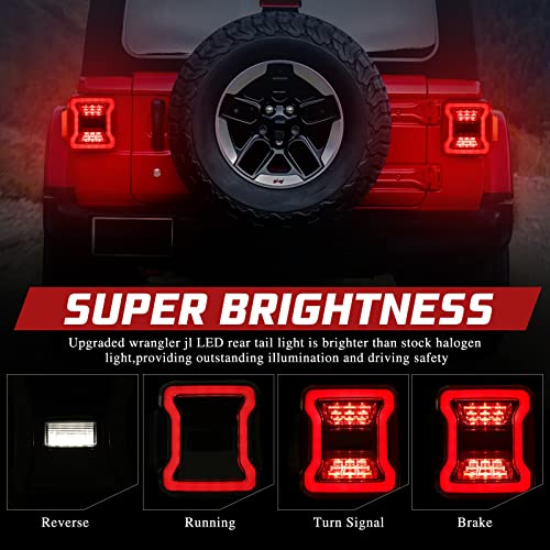 BUNKER INDUST مصابيح خلفية LED بديلة من BUNKER لجيب رانجلر JL 2018 2019 2020 2021 2022، مصباح خلفي، ضوء فرامل، ضوء إشارة، ضوء عكسي، عدسة مدخنة - Image 3