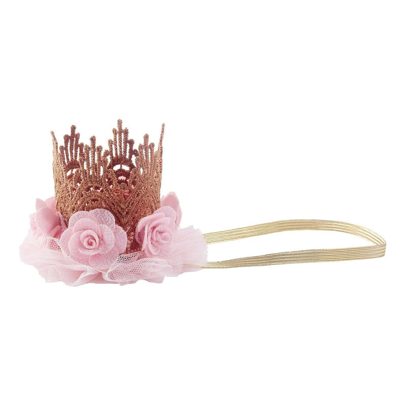 Nishine Lace Crown Headband for Baby Girls Birthday Party Photography Gift Pink - Image 1