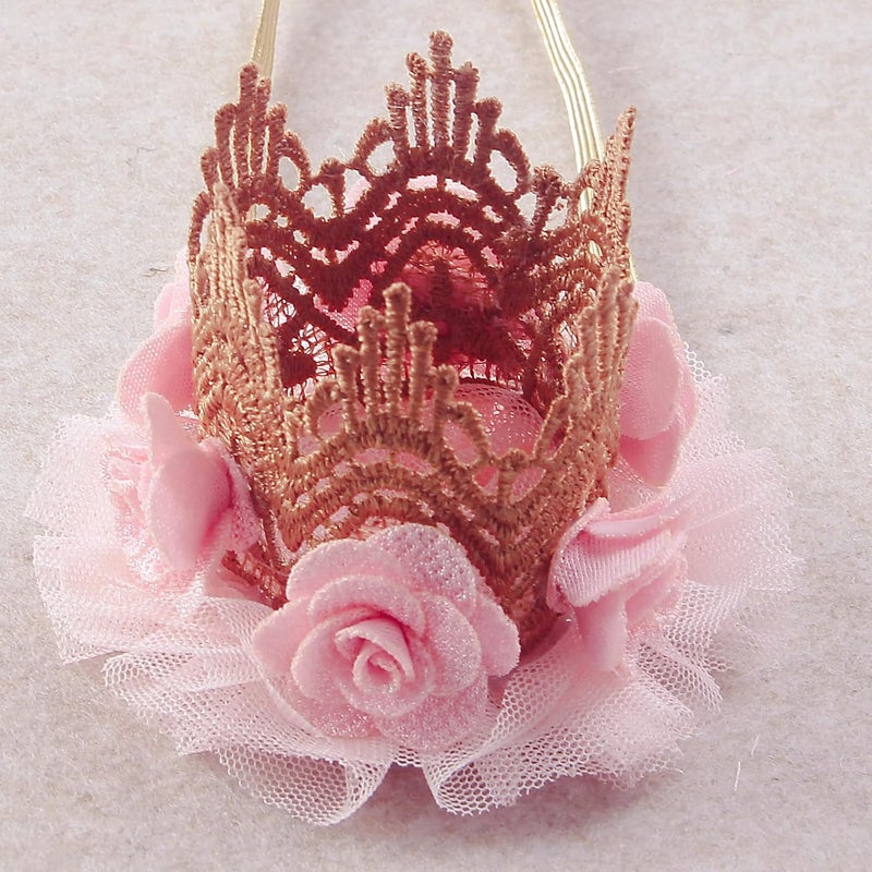 Nishine Lace Crown Headband for Baby Girls Birthday Party Photography Gift Pink - Image 3