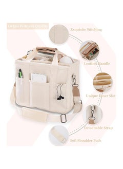 ShebSheb Canvas Baby Diaper Bags,Large Capacity Baby Bag for Mother,Tote Bag Mommy Bag with Multi Pockets,Crossbody Handbag Shoulder Bag with Compartments for Women Travel  - Image 2