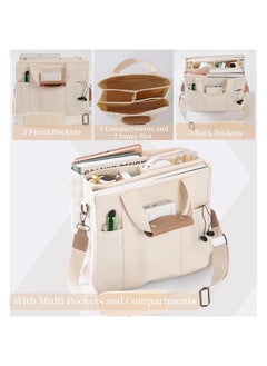 ShebSheb Canvas Baby Diaper Bags,Large Capacity Baby Bag for Mother,Tote Bag Mommy Bag with Multi Pockets,Crossbody Handbag Shoulder Bag with Compartments for Women Travel  - Image 3