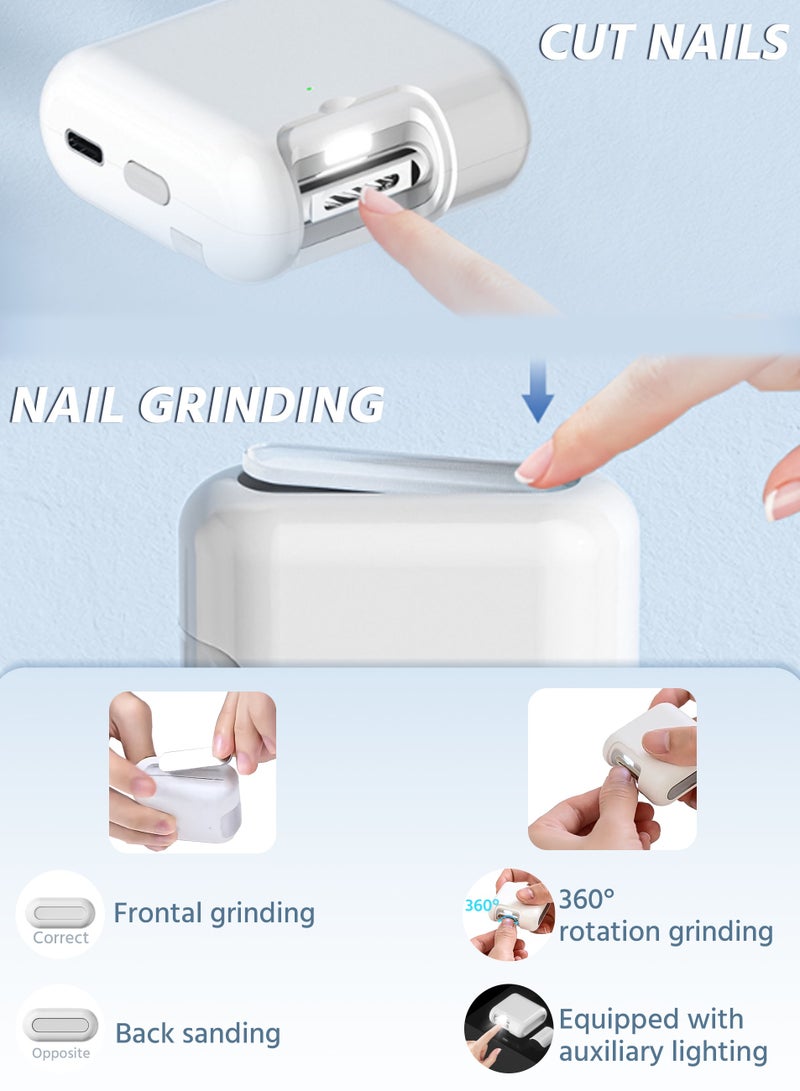 3 in-1 Electric Nail Clipper,Children's Nail Clipper,With Nail Clipper,LED Light,Nail Scraps Storage,Polishing and File  - Image 4