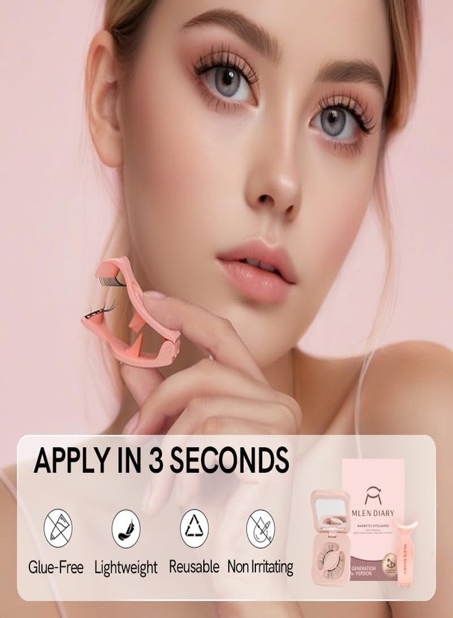 MLEN DIARY Magnetic Eyelashes with Applicator Natural Reusable Soft Magnets Lashes Without Eyeliner, Glue-free Lightweight, Waterproof, Easy to Wear, No Makeup Remover Required(Natural Style) - Image 4