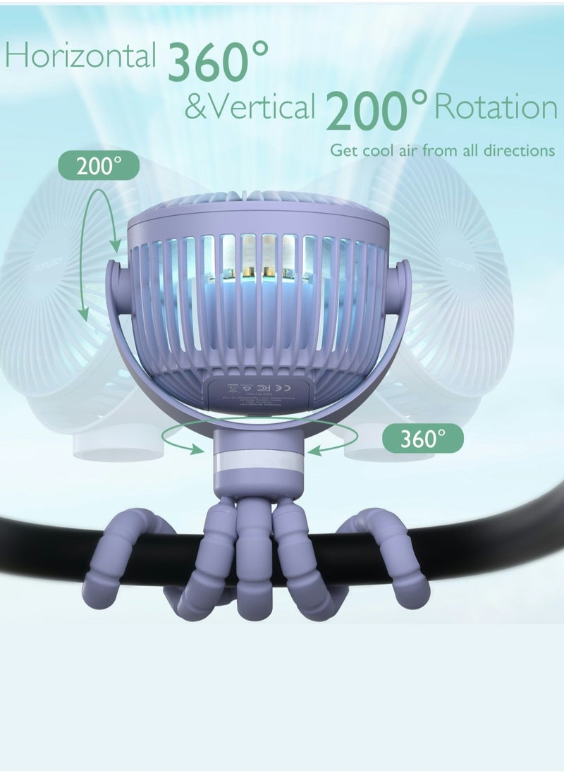 Momcozy Portable Stroller Fan, 27H Ultra-long Battery Life, Detachable 4 Speed 360°Rotate, LED Night Light with 2 Modes  - Image 4