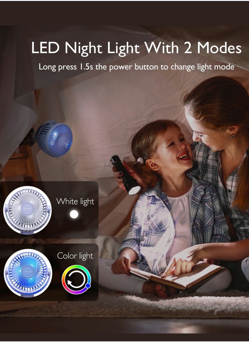 Momcozy Portable Stroller Fan, 27H Ultra-long Battery Life, Detachable 4 Speed 360°Rotate, LED Night Light with 2 Modes  - Image 3